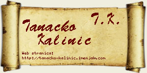 Tanacko Kalinić vizit kartica
